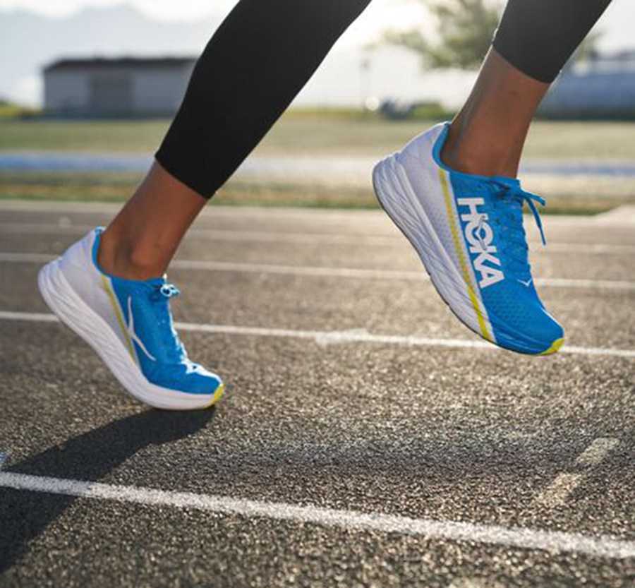 Hoka One One Hardloopschoenen Heren - Rocket X - Wit/Blauw - LD0685374